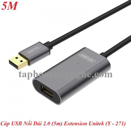 Unitek 98063 Y-271 2.0 5M Màu Xám Cáp Usb Nối Dài Extension có IC khuếch đại 30098063